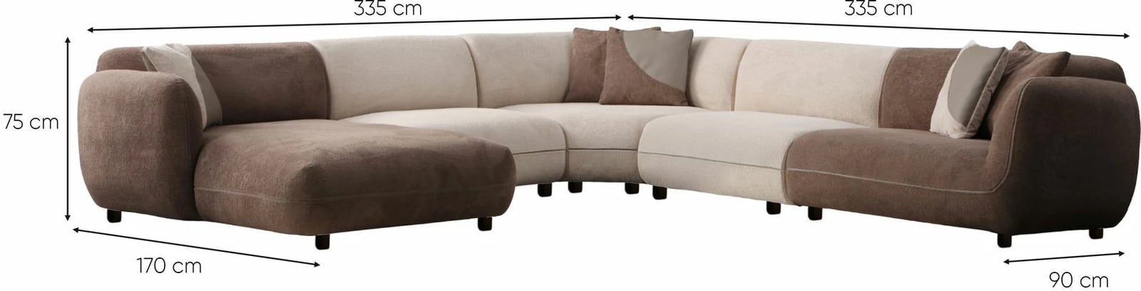 Këndollëse këndi Pavia, krem dhe kafe, 335x335cm, 5 pjesë