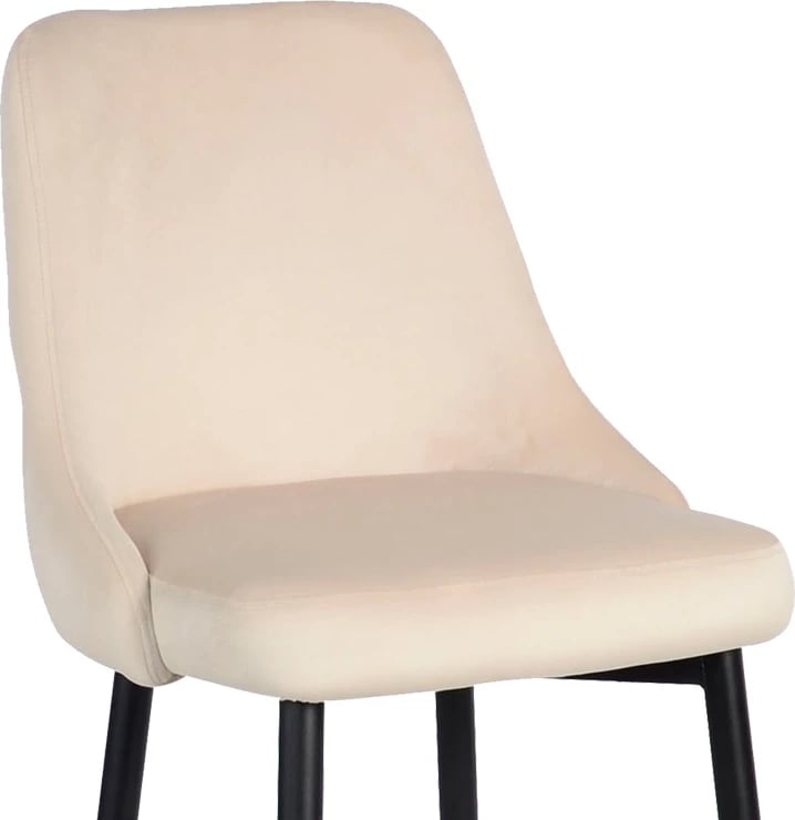 Karrige për bar Zedna, kadife bezhë, këmbë metalike të zeza, 52x57x111cm