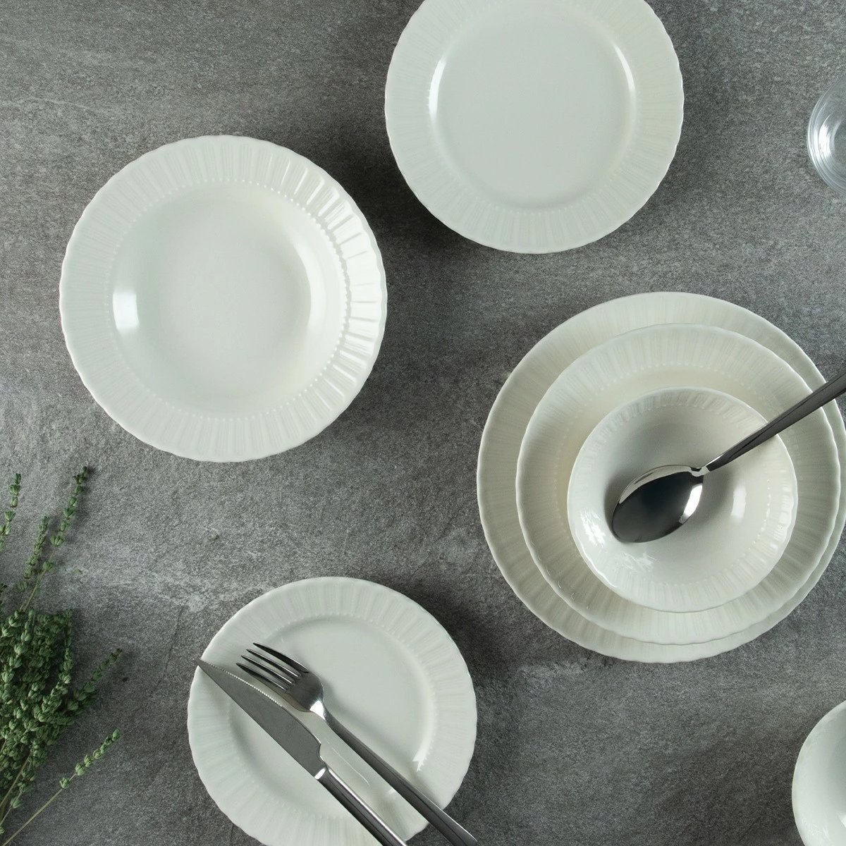 Set enësh për drekë (24 copë), Hermia Concept, SafirKrem