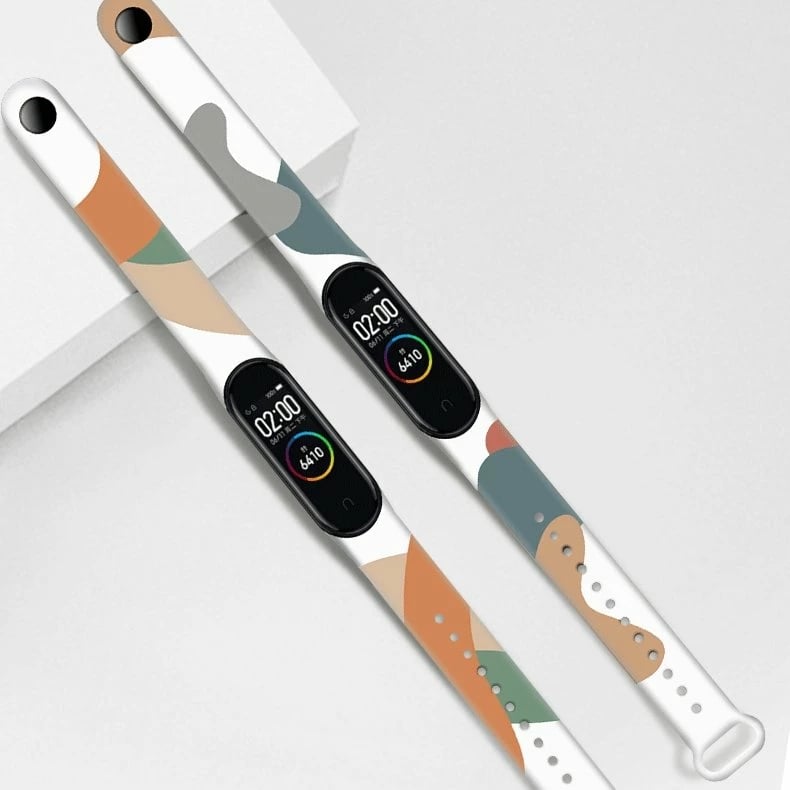 Rrip silikoni Hurtel Strap Moro për Xiaomi Mi Band 3/4, kamuflazh, Bardhë/Kuq/Kaltër