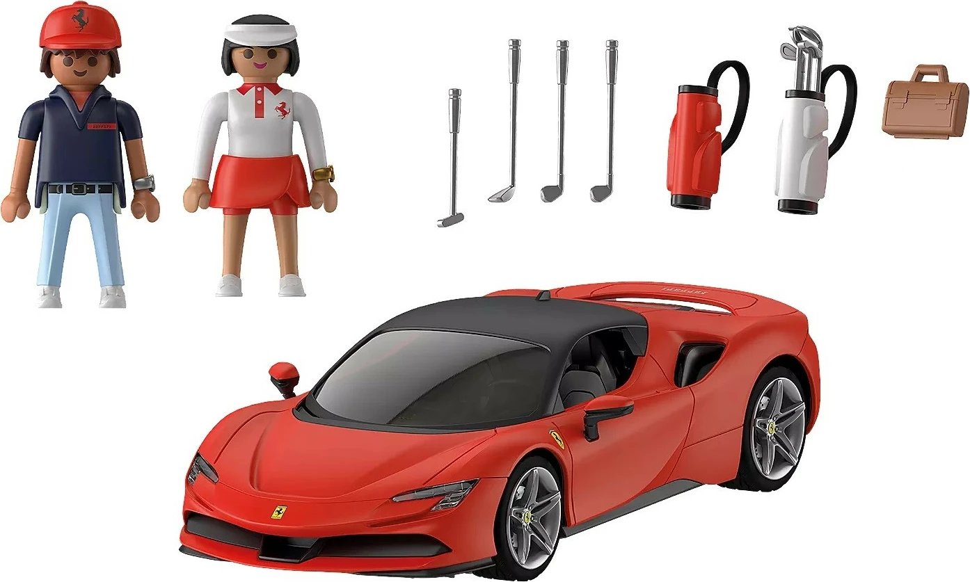 Set lodrash Playmobil Ferrari SF90 Stradale 71020, me drita, 43 pjesë, i kuq