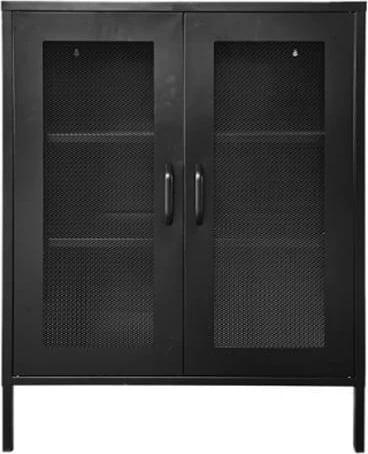 Dollap metalik Nextdeco me dy dyer, H102x80x35cm, i zi