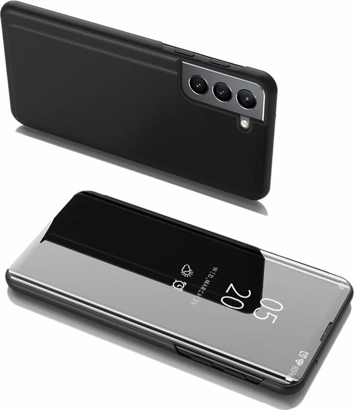 Mbështjellës Hurtel Clear View Case me kapak për Samsung Galaxy S22+, e zezë