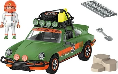 Set lodrash Playmobil Porsche 911 Carrera RS 2.7 Offroad, 47 pjesë, Jeshile/Portokalli
