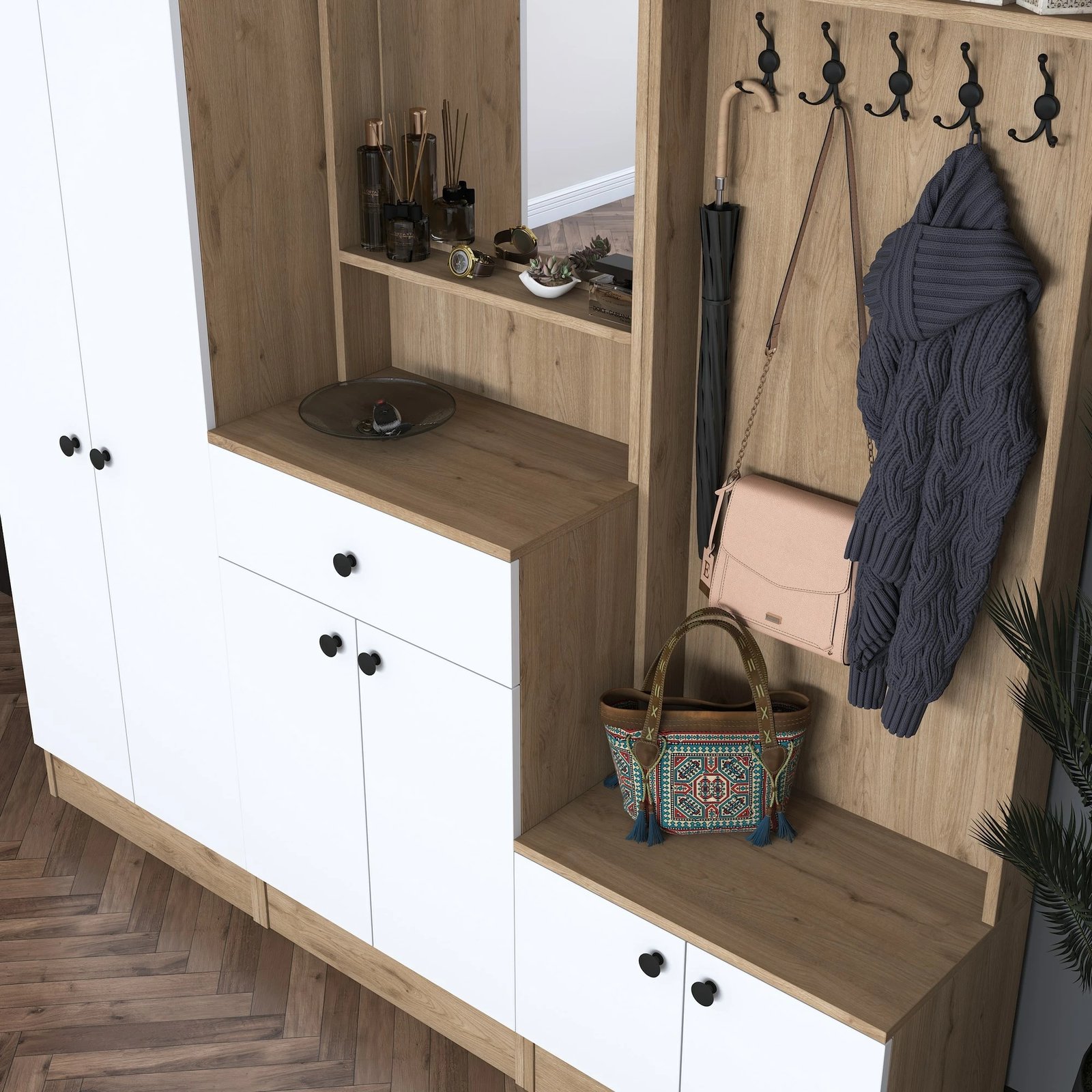 Stendë korridori Skye Decor, ngjyrë arrë dhe e bardhë, P6-M2-2257G