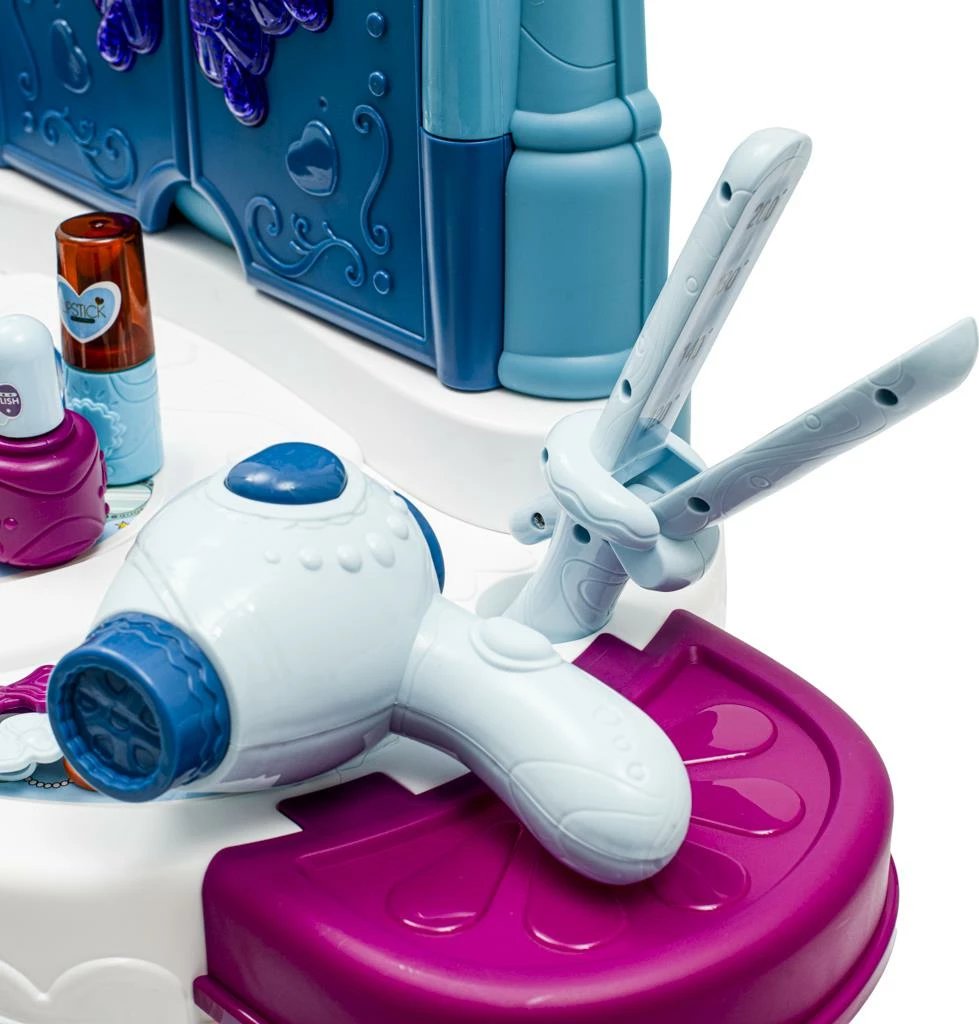 Set tavoline grimimi fëmijësh BABY MIX me dritë e muzikë, me stol, blu