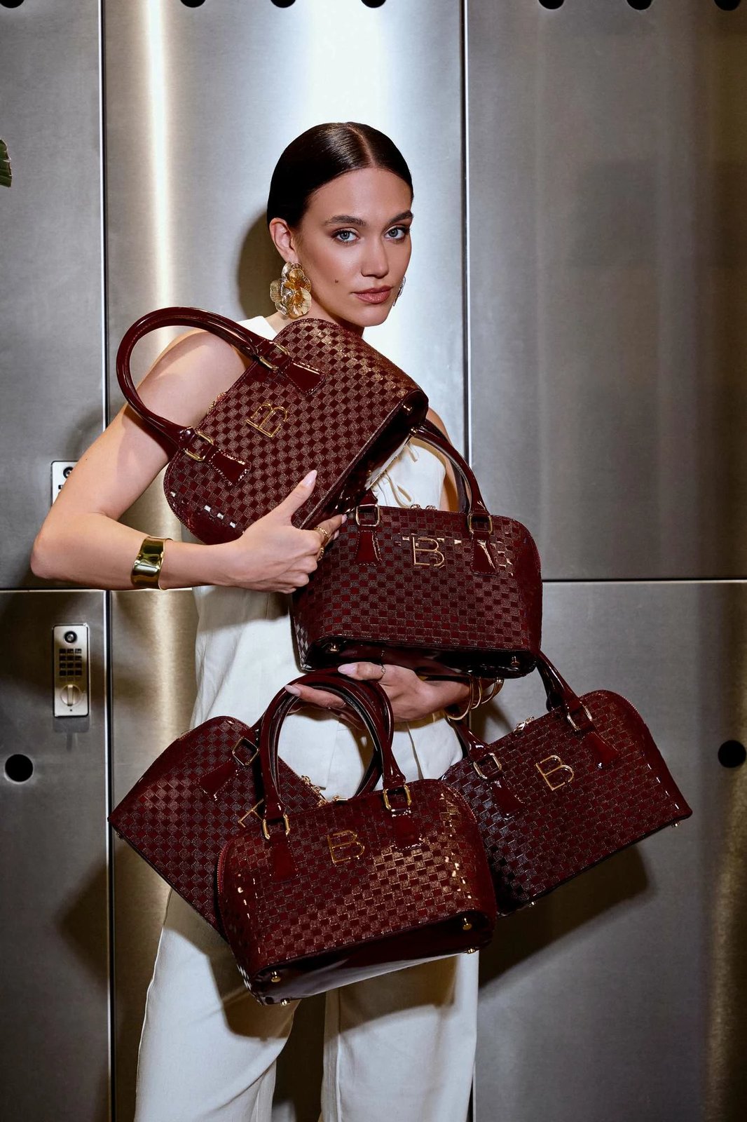 Çantë shpatullash Lucky Bees, Brigitte, ngjyrë e kuqe e errët