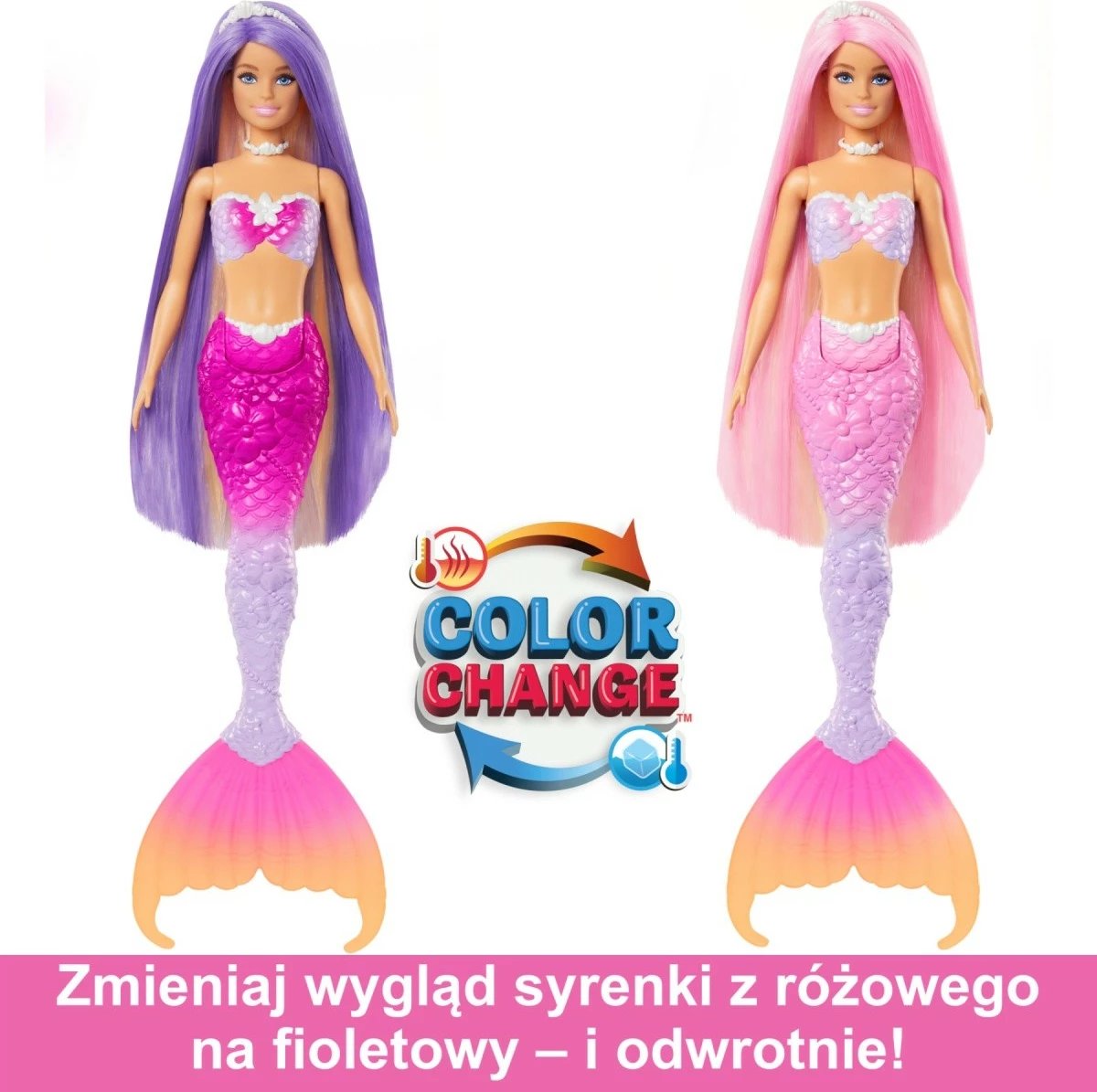 Kukull Barbie Malibu Mermaid Color Change Mattel HRP97 me aksesorë, Rozë