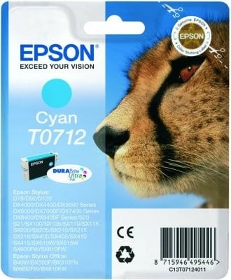 Toner Epson Cheetah Singlepack Cyan T0712 DURABrite Ultra Ink, 1 copë