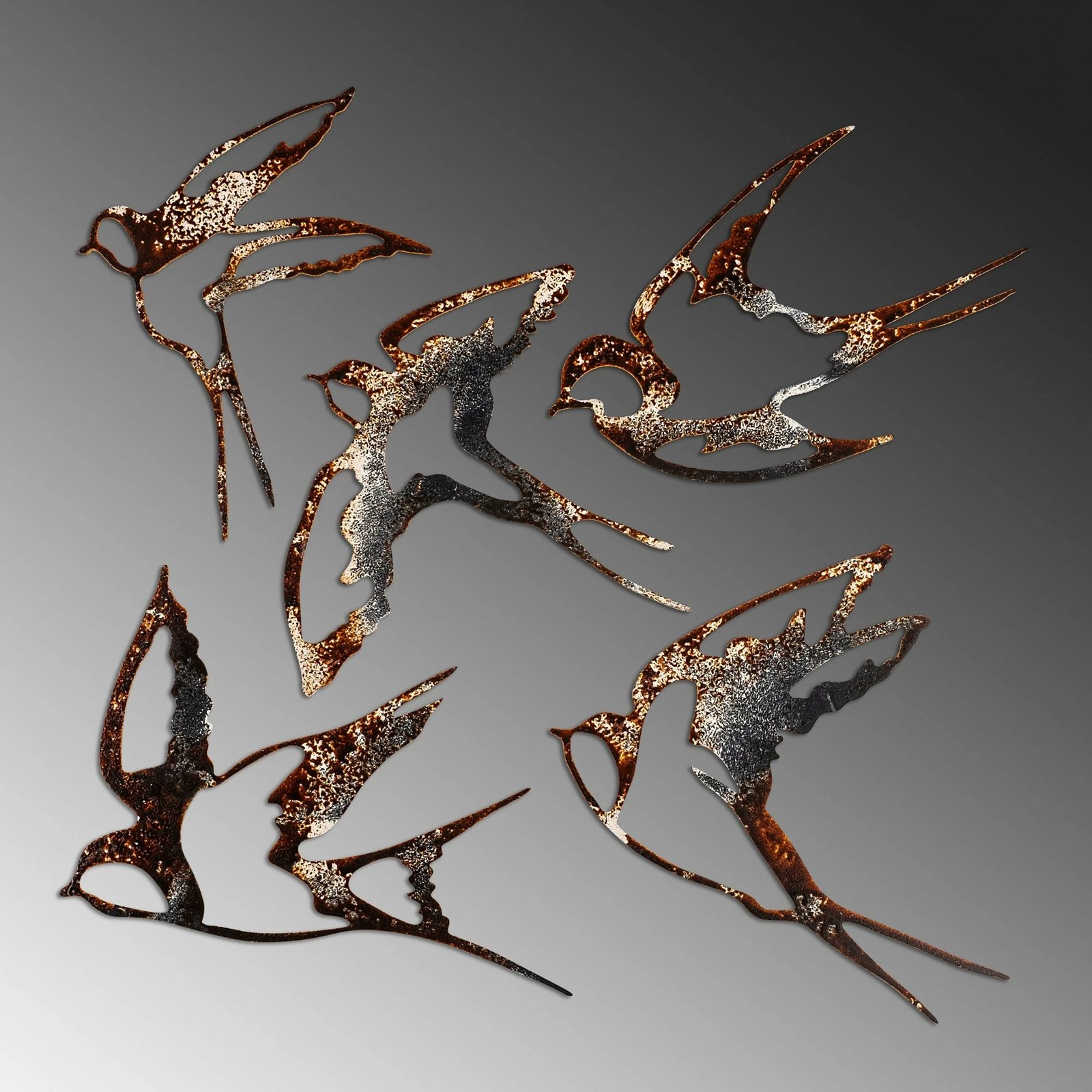 Aksesor muri dekorativ prej metali, zogj, shumëngjyrësh, Wallity