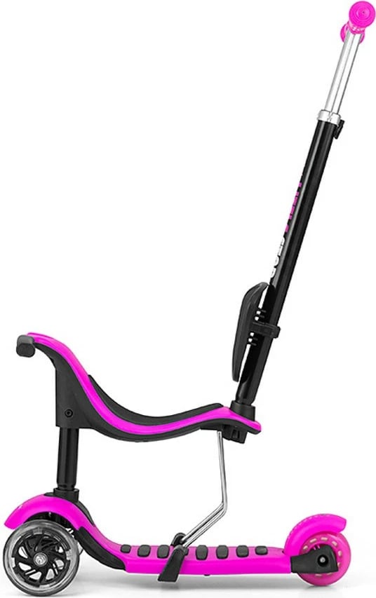 Trotinet 3‑në‑1, Milly Mally, Little Star, me ndenjëse dhe shufër prindi, rrota LED, kapacitet 20/50 kg, i gjelbër