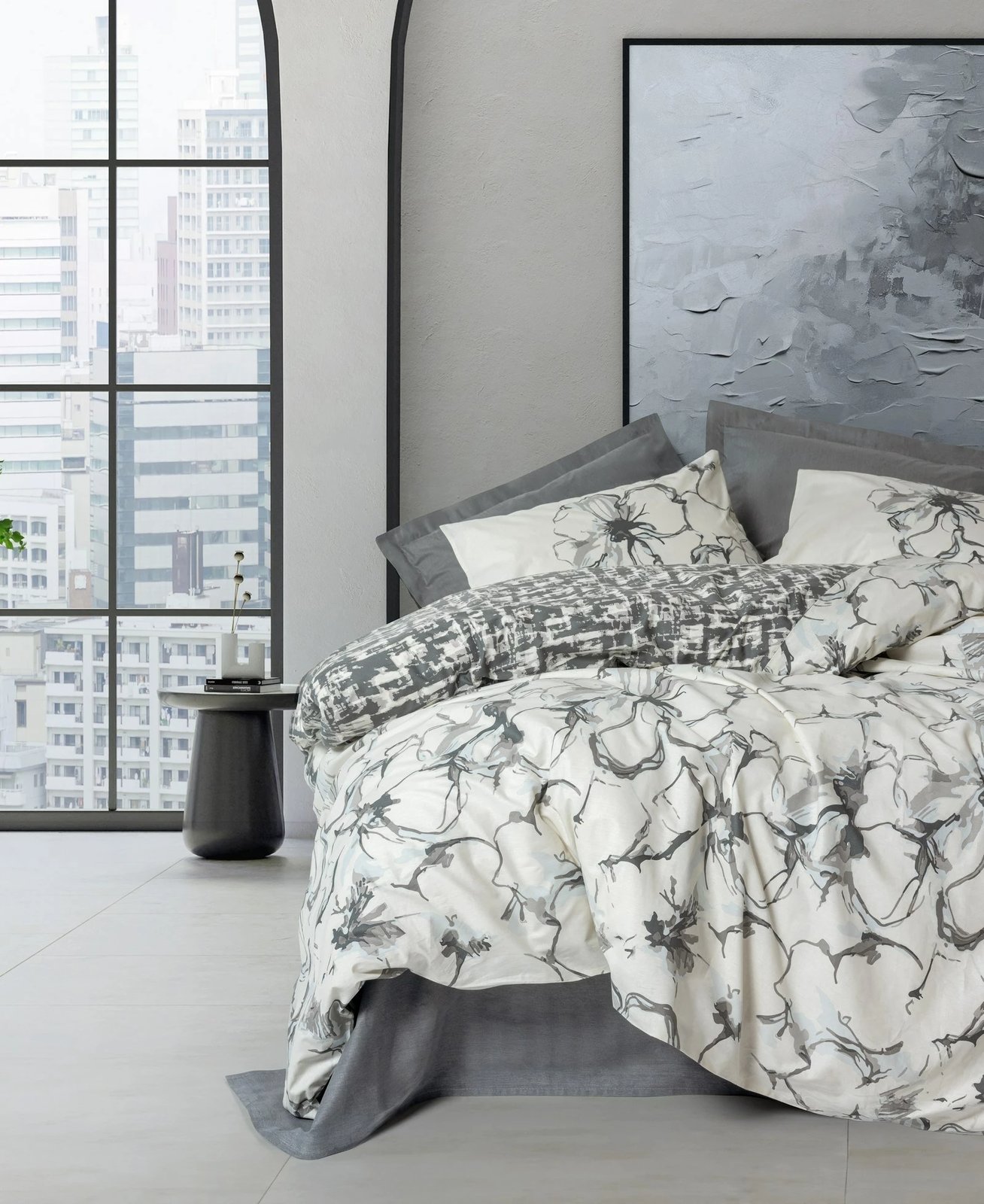 Set mbulesë jorgan për teke XXL, ngjyrë antracit, L'essentiel, Hilaris