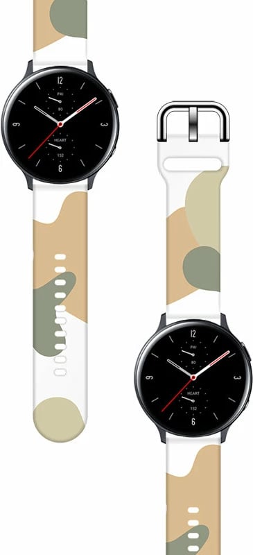 Rrip silikoni për orë Hurtel Strap Moro Band për Samsung Galaxy Watch 46mm, model kamuflazh, Gjelbër/Portokalli/Bardhë