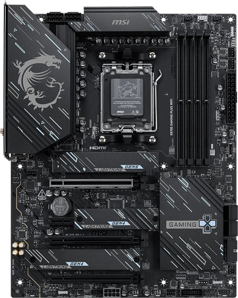 Pllakë amë MSI X870E GAMING PLUS WIFI, Socket AM5, ATX, Wi-Fi 5, Bluetooth 4