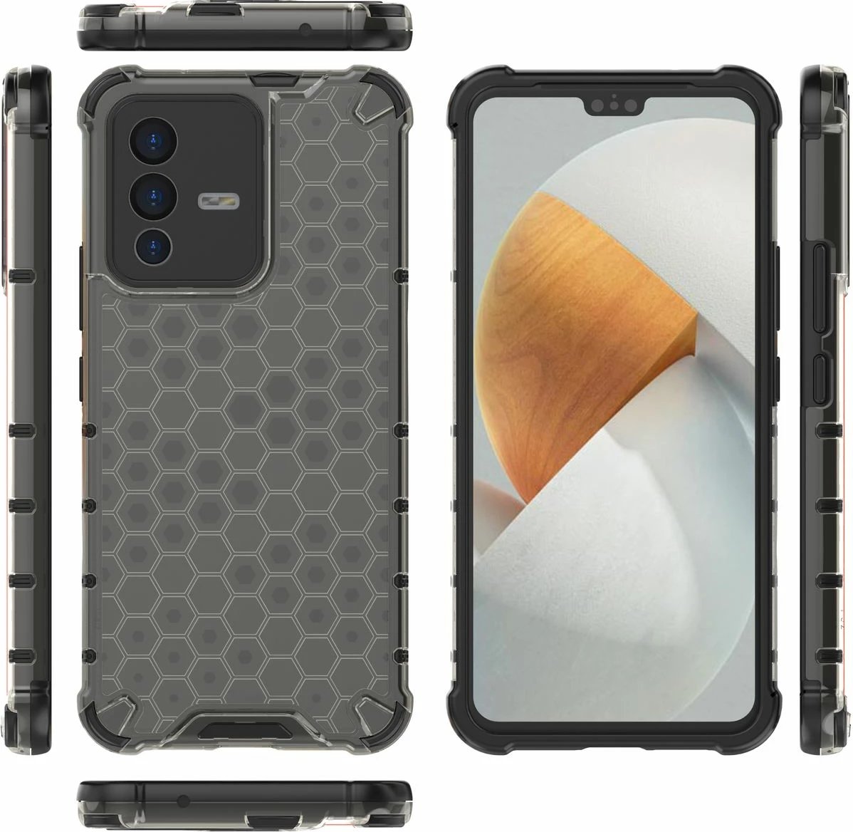 Mbështjellës Hurtel honeycomb për Vivo V23 5G, i zi Mbështjellës Hurtel honeycomb për Vivo V23 5G, i zi