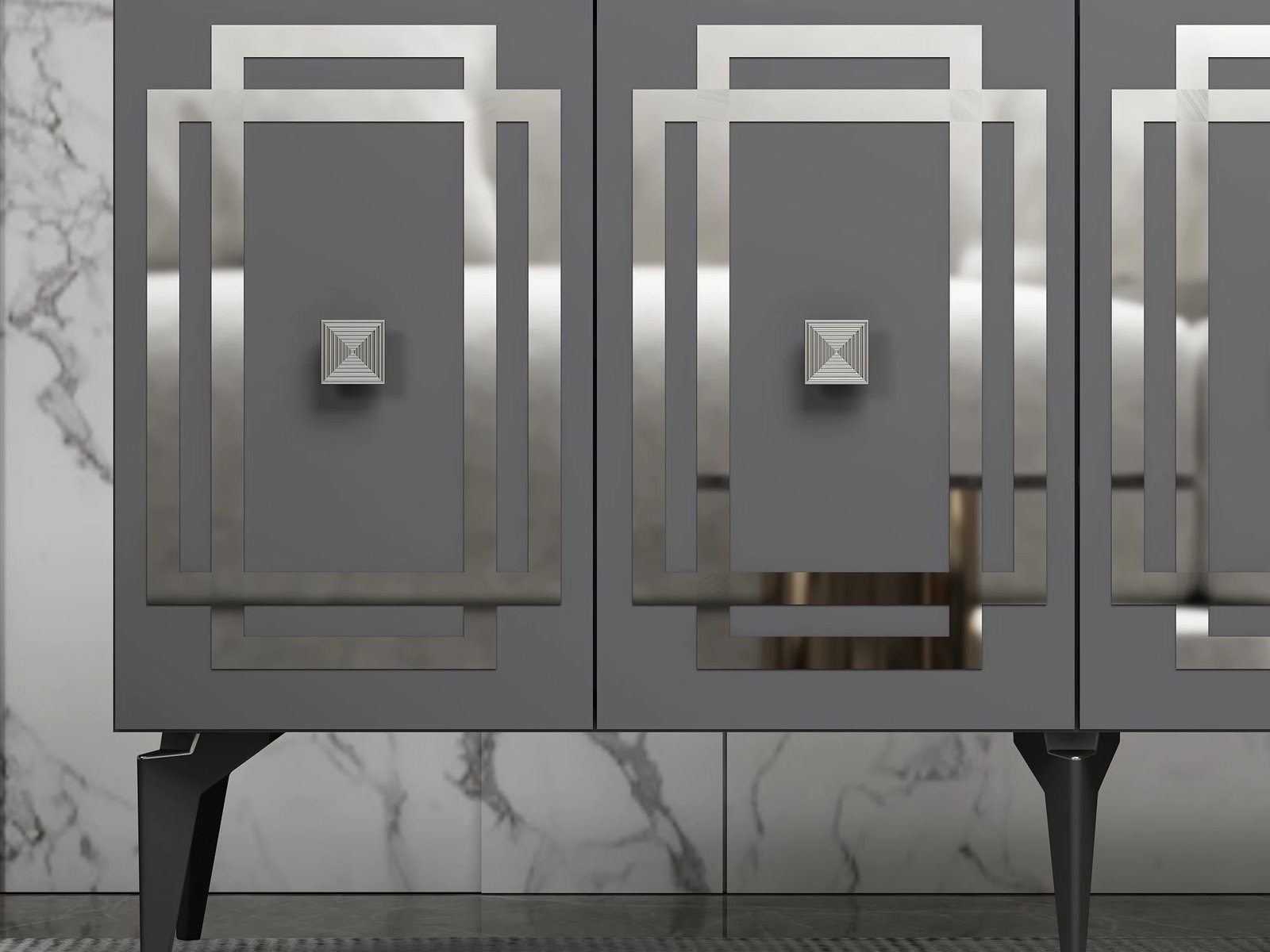 Konsol Skye Decor, ngjyrë antracit, argjend