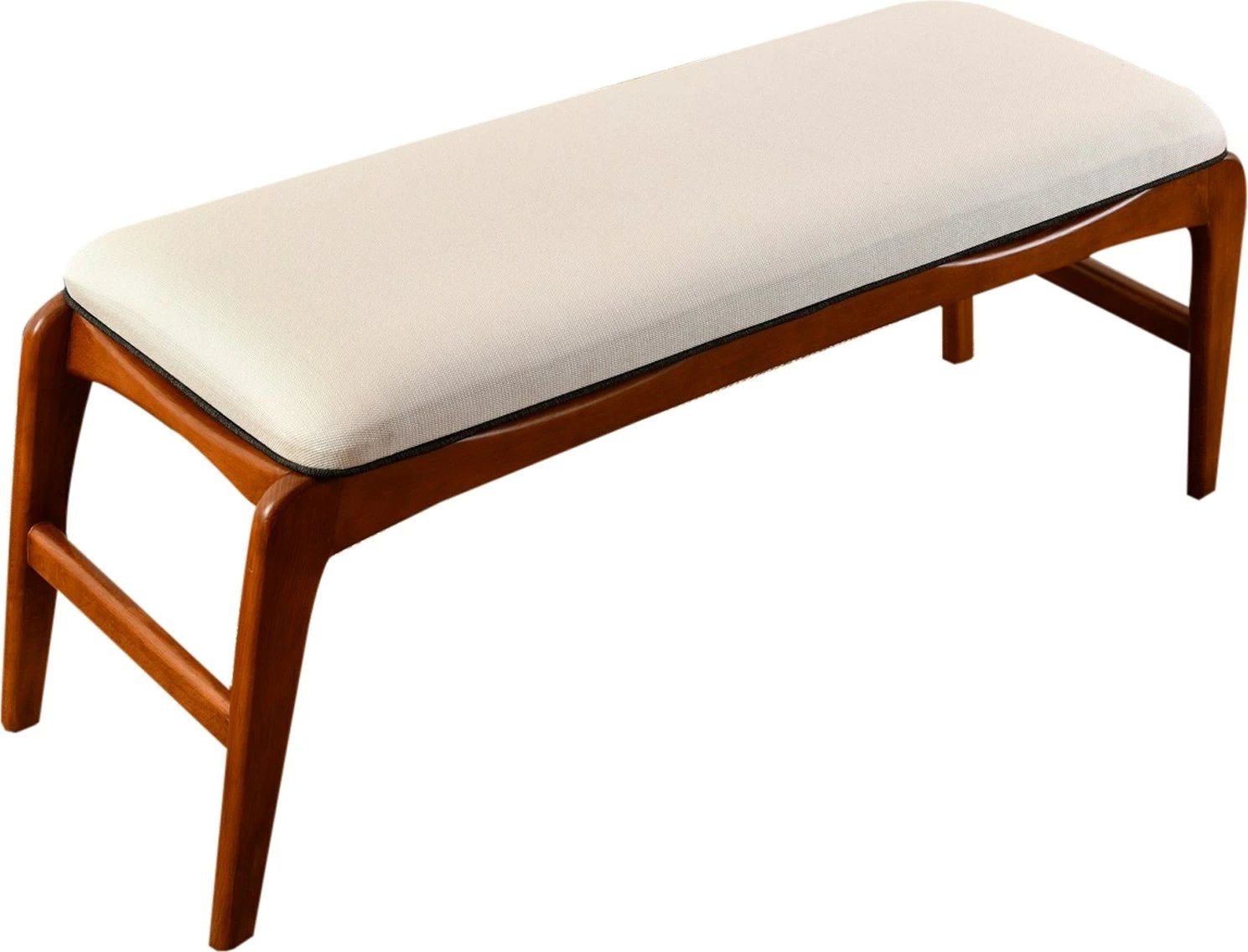 Bank Hanah Home, Touch, dru ahu, ngjyrë arre dhe krem, 120x40x45cm