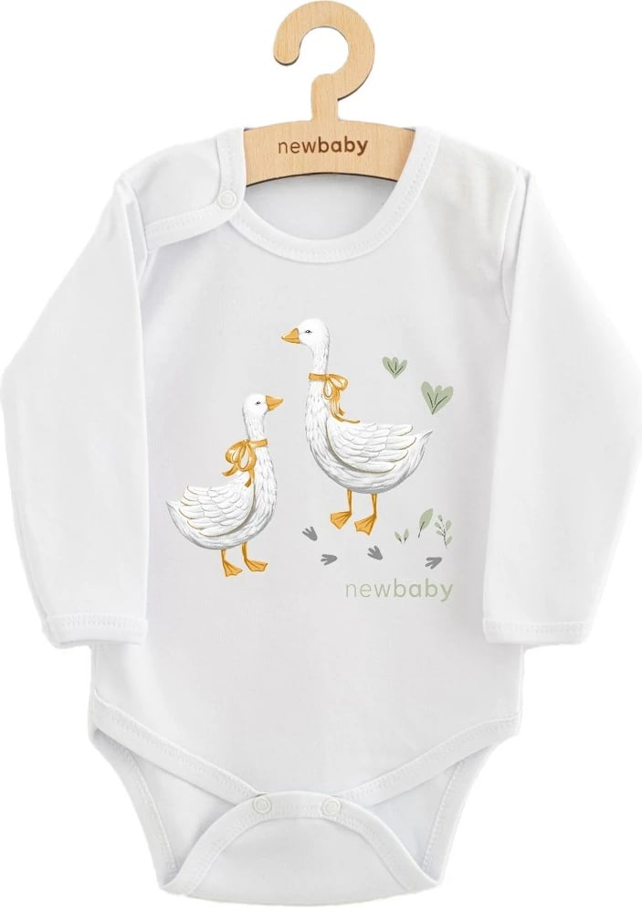 body bebe NEW BABY Goose 100% pambuk me mëngë të gjata madhësia 56 (0-3m) e bardhë