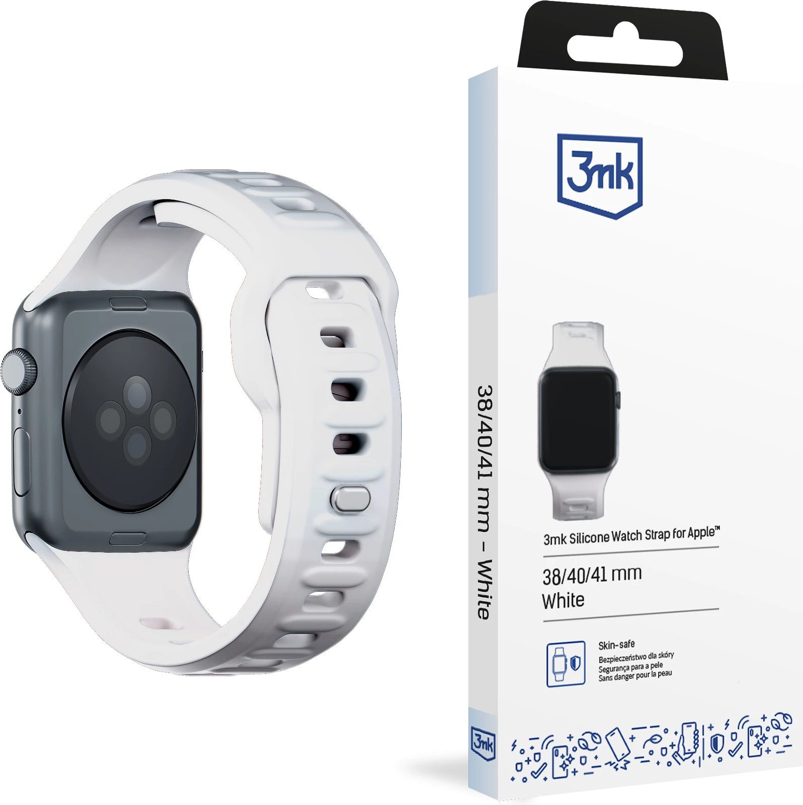 Rrip silikoni për Apple Watch 3mk, 38/40/41mm, Bardhë