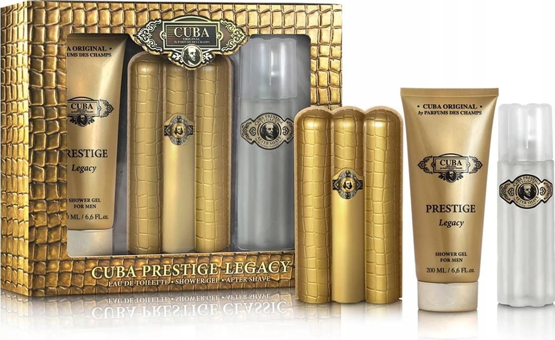 Set Eau de Toilette për meshkuj Cuba Original Prestige Legacy, 90ml + Shower Gel 200ml + Aftershave 100ml