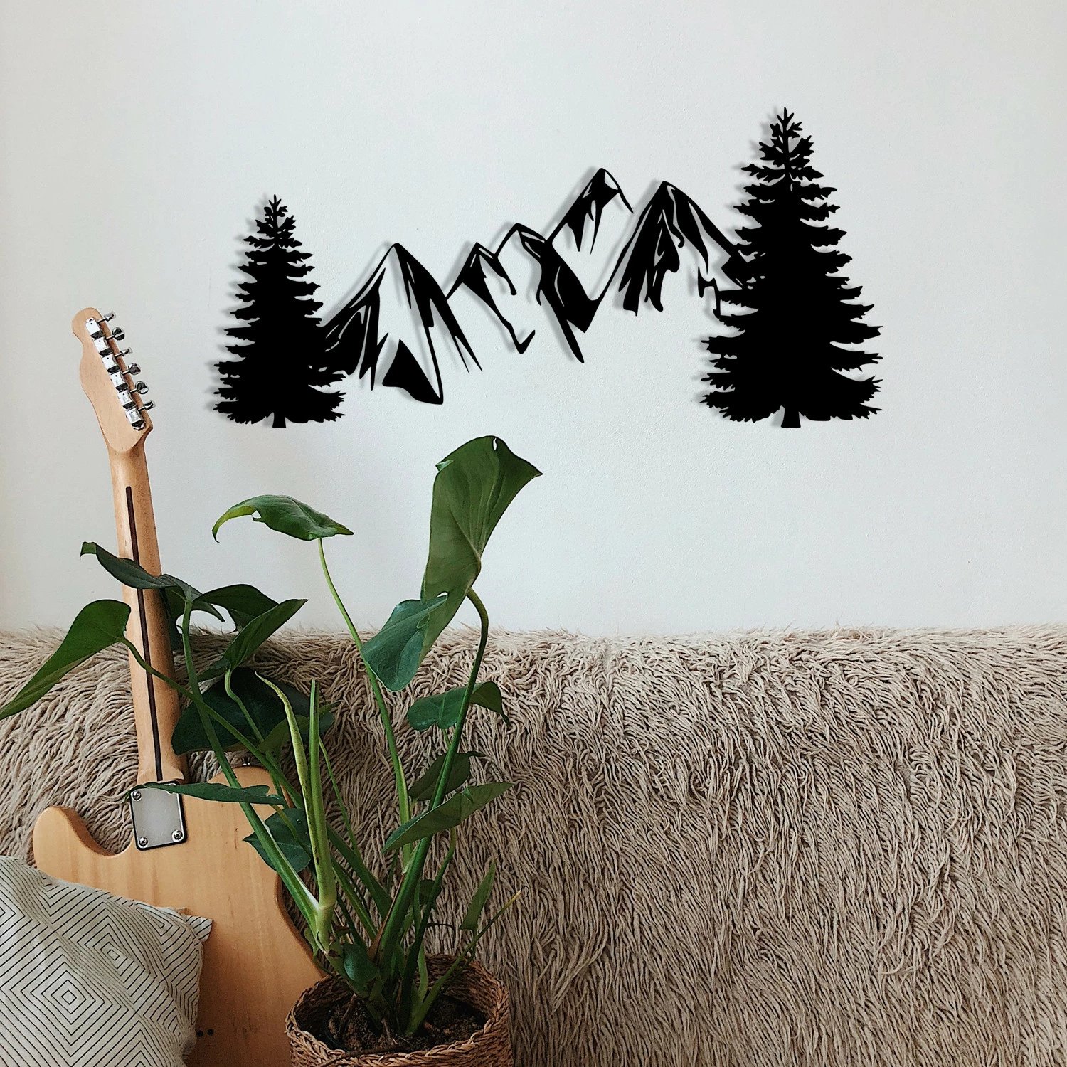 Aksesor dekorativ metalik për mur, Wallity, pishë