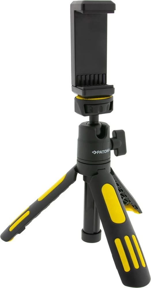 Tripod i rregullueshëm PATONA Premium me mbajtës për celular, i zi/verdhë