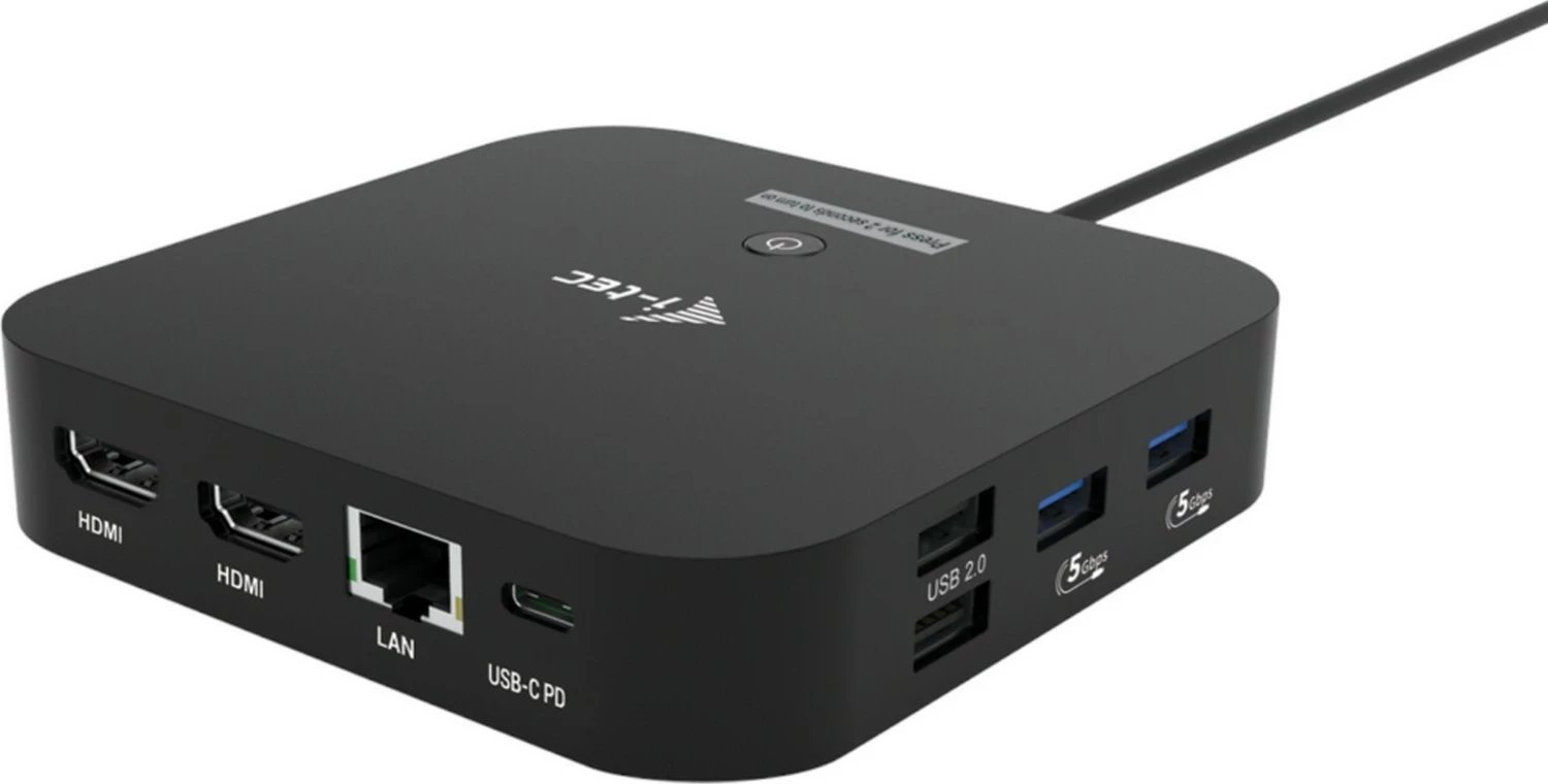 Doking stacion i-tec USB-C Dual HDMI, 2xHDMI 4K 60Hz, 2x USB-C, 4x USB-A, Power Delivery 100W, LAN, Audio, zi