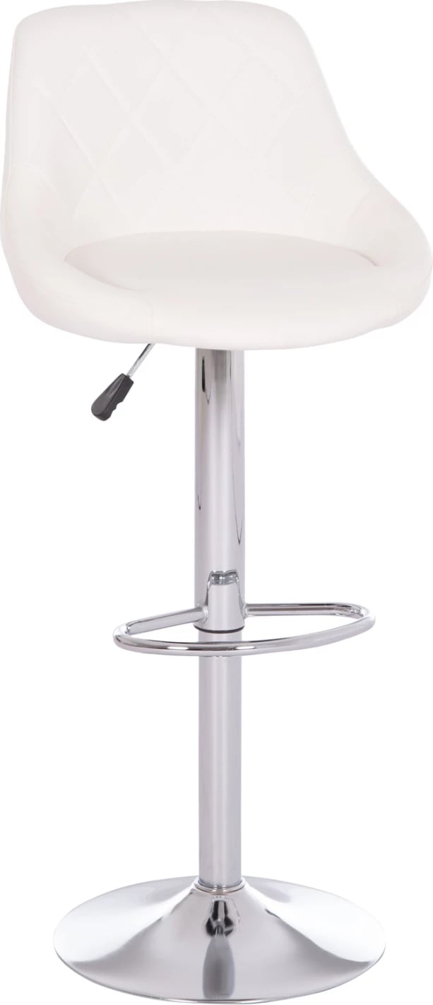 Karrige për bar ROSE, bazë kromi, lëkurë PU e bardhë, set prej 2 copësh, 48x45x105cm