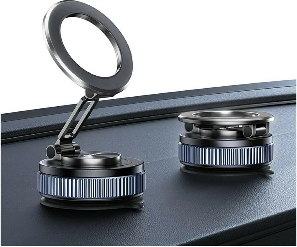 Mbajtës magnetik për makinë, USAMS ZJ084, montim në grilë ajrimi, rrotullim 360°, për celularë 4–7", me 2 pllaka metalike, zi