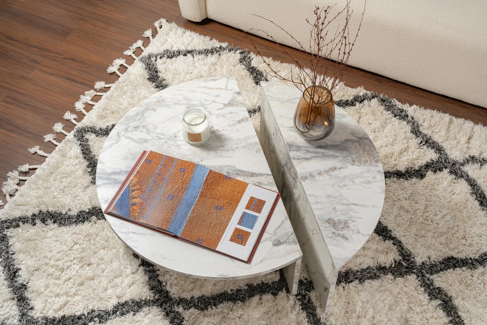 Set tavolinash kafeje Nordure Orion, mermer Frezya