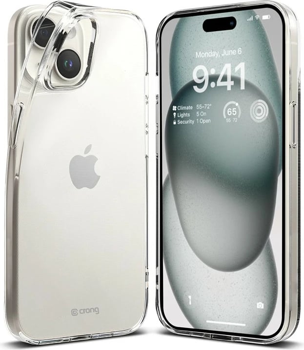 Mbështjellës CRONG Crystal Slim Cover për iPhone 15, Transparent
