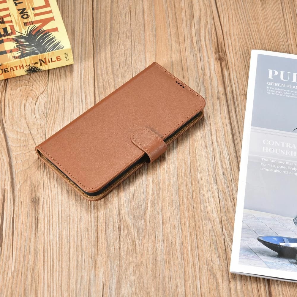 Mbështjellës iCarer Haitang Leather Wallet Case për Samsung Galaxy S22+, kafe