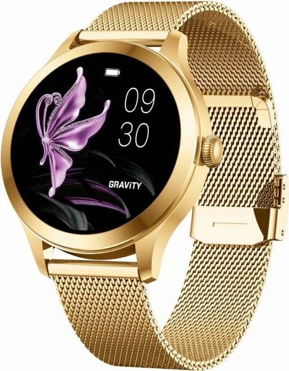 Smartwatch Gravity për femra, e bardhë e arit