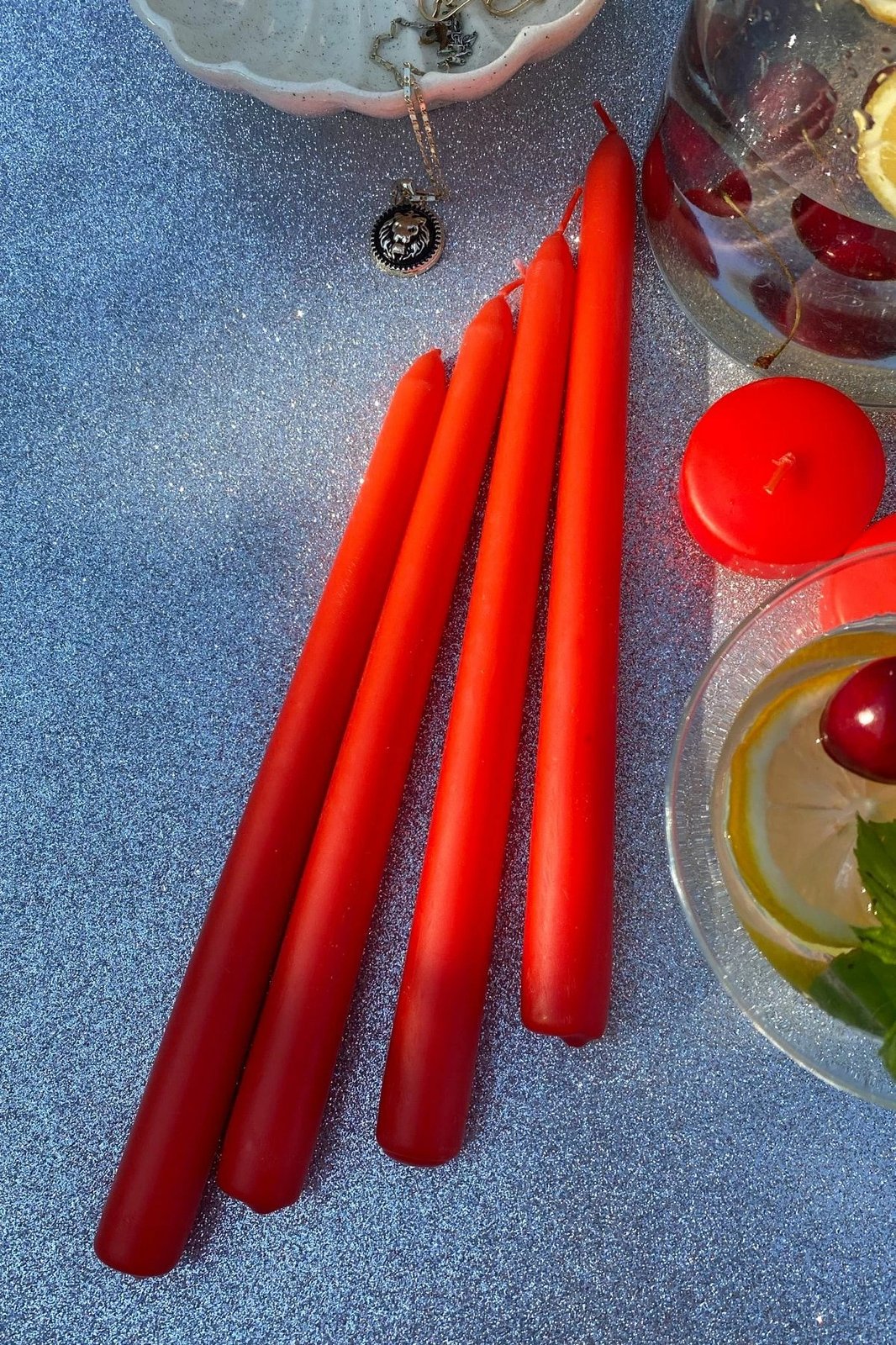 Set qirinjsh (4 copë), ngjyrë burgundy, Evila Originals, Premium 4