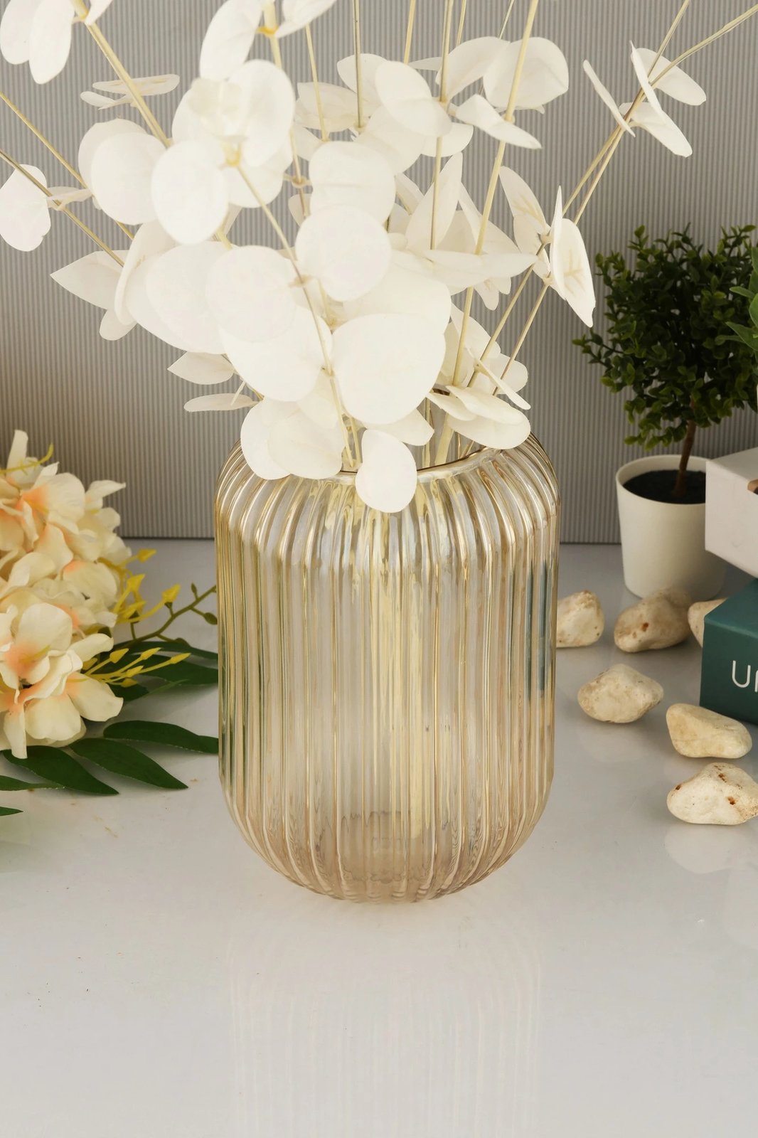 Vazo dekorative prej qelqi, ngjyrë ari, Aberto Design Line D20B