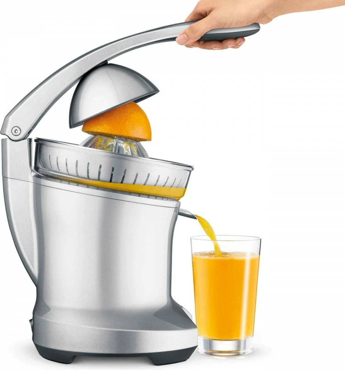 Shtrydhëse agrumesh elektrike, Sage, SCP600SIL, 110 W, gryke pa pikim, pjesë të lareshme, argjend