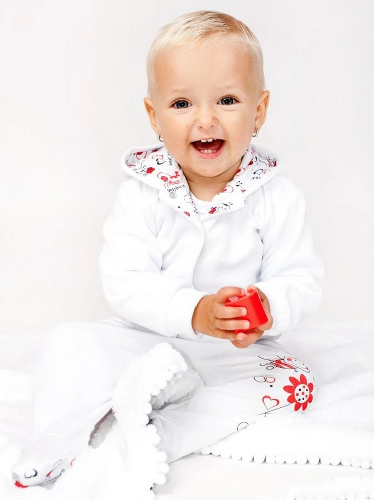 Hanorak bebe me kapuç, NEW BABY, madhësia 68 (4-6m), pambuk 80%/poliester 20%, e kuqe