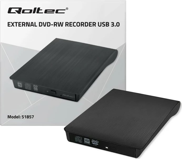 DVD-RW i jashtëm Qoltec 51857, USB 3.0, i zi