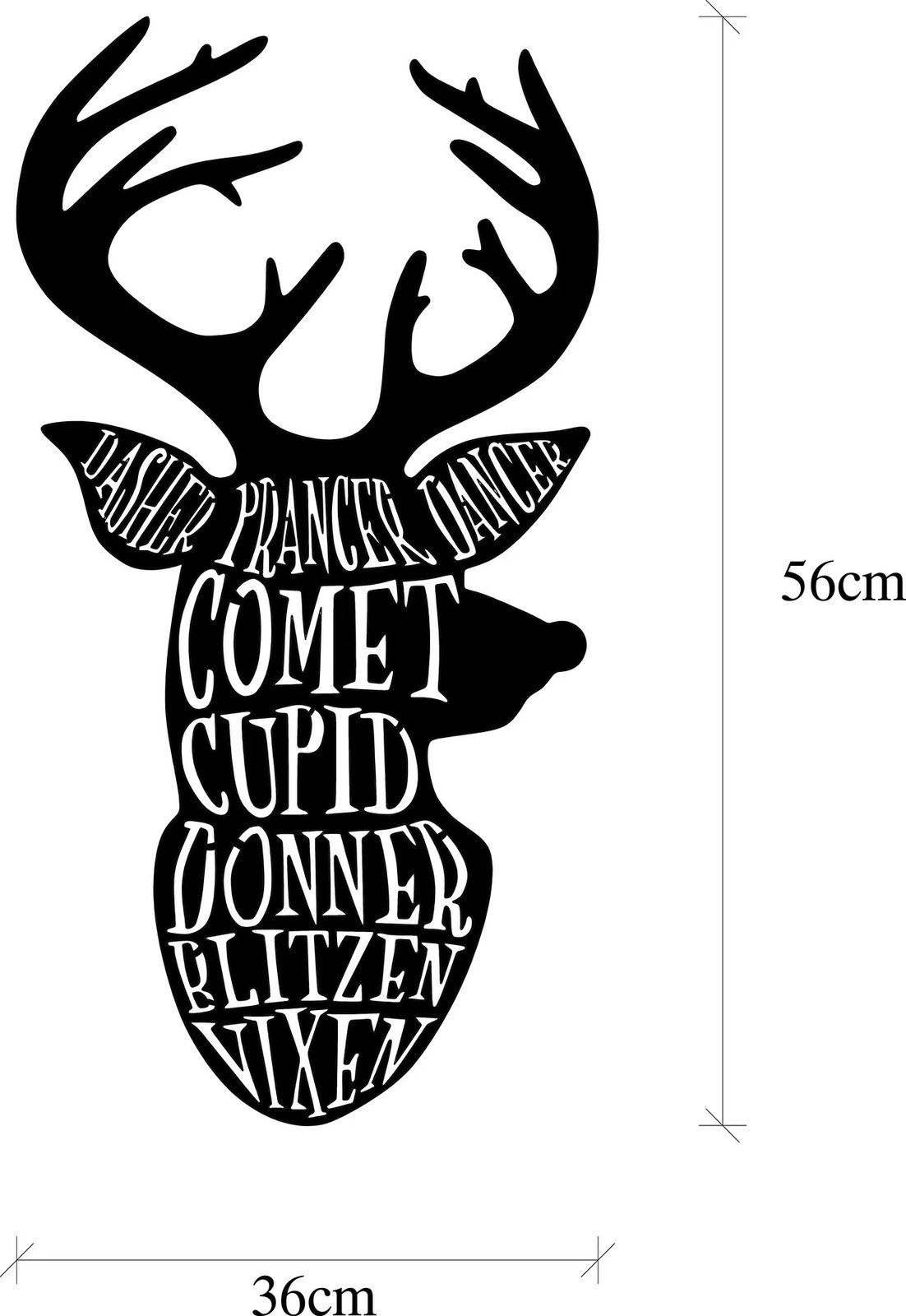 Aksesor dekorativ metalik për mur, Wallity, XMASBLACK - 003