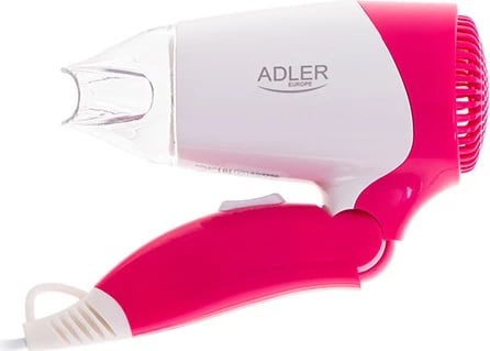 Tharëse flokësh, Adler, AD 2259, 1200W, dorezë palosëse, 2 nivele temperaturë/erë, me koncentrator, ngjyrë e bardhë perlë me rozë