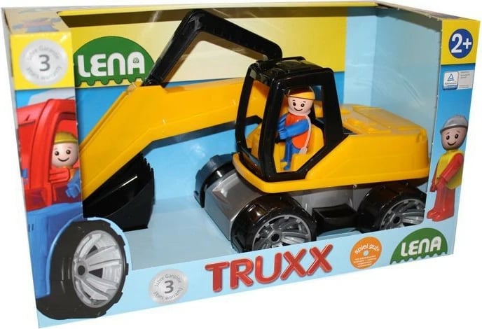Ekskavator lodër Lena Truxx 44 cm, me figurë, verdhë/zezë/gri