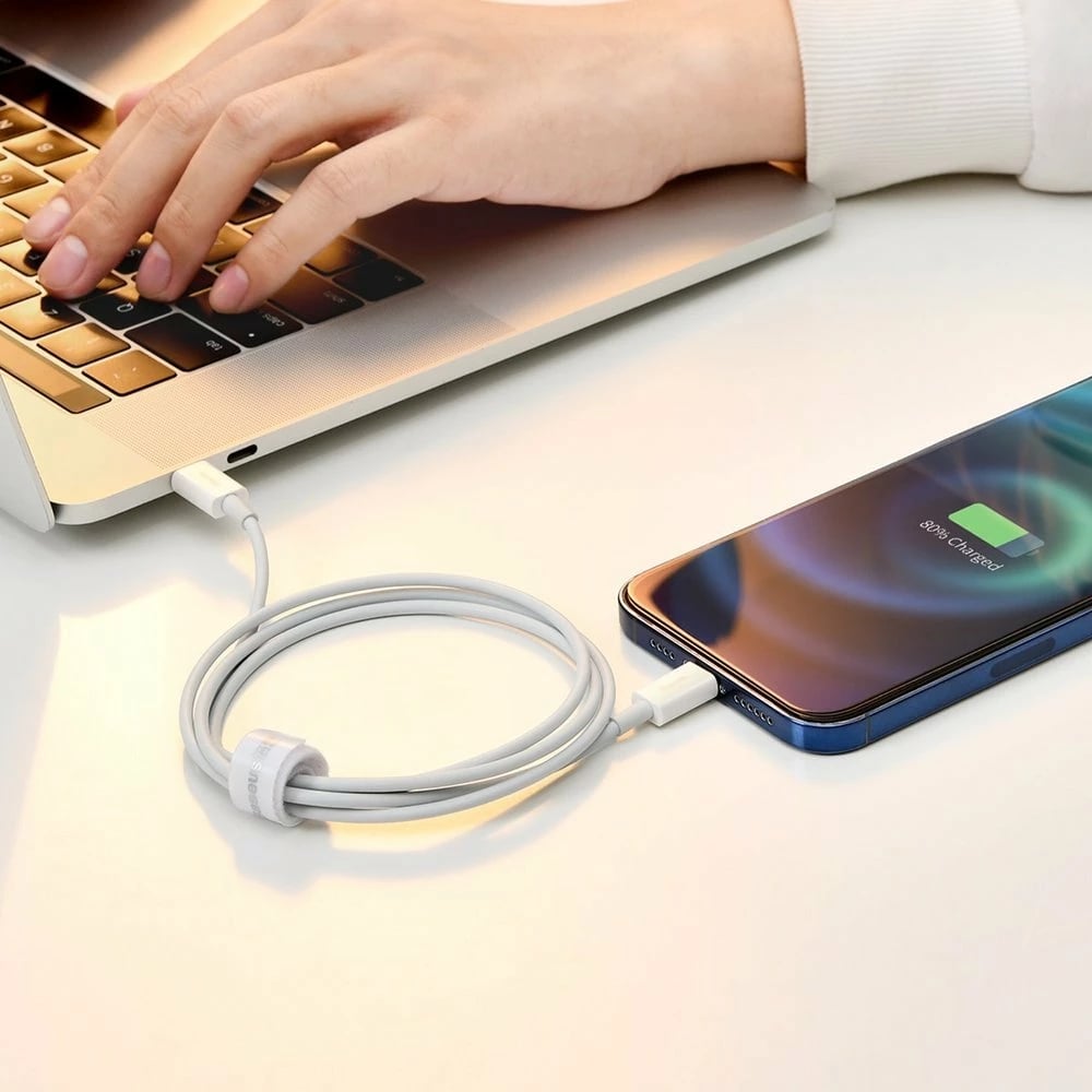 Kabllo Baseus Superior CALYS-A02, USB në Lightning, 1m, 2.4A, Bardhë