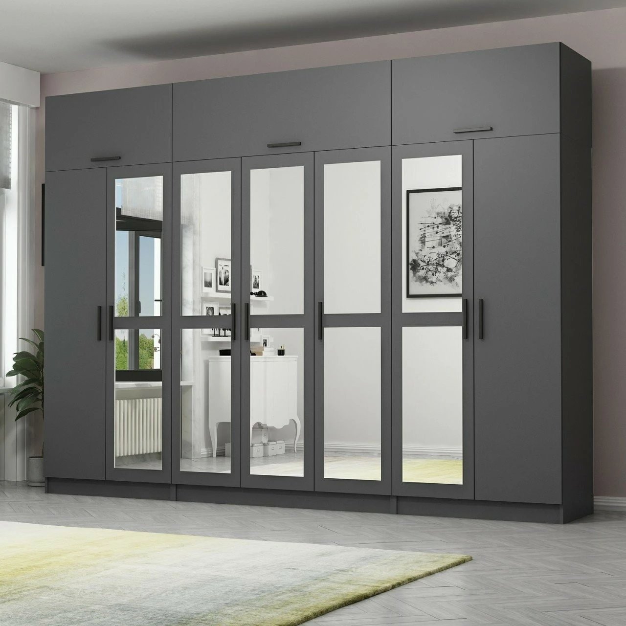 Dollap garderobe, ngjyrë antracit, Skye Decor, 5282