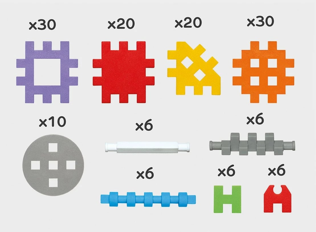 Set blloqe ndërtimi Marioinex Mini Waffle Konstruktor, 140 copë, shumëngjyrëshe