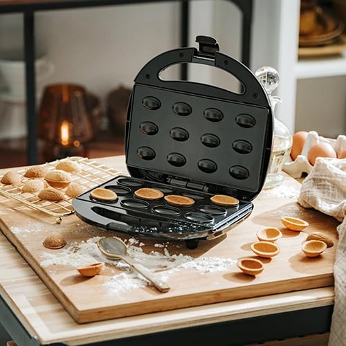 Aparat për biskota arra, Adler AD 3071, 12 copa, 750W, e zezë