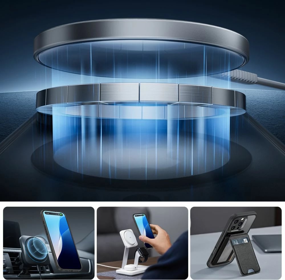Mbështjellës ESR Classic Pro Set HaloLock MagSafe për iPhone 16 Pro, i zi, set me xham mbrojtës