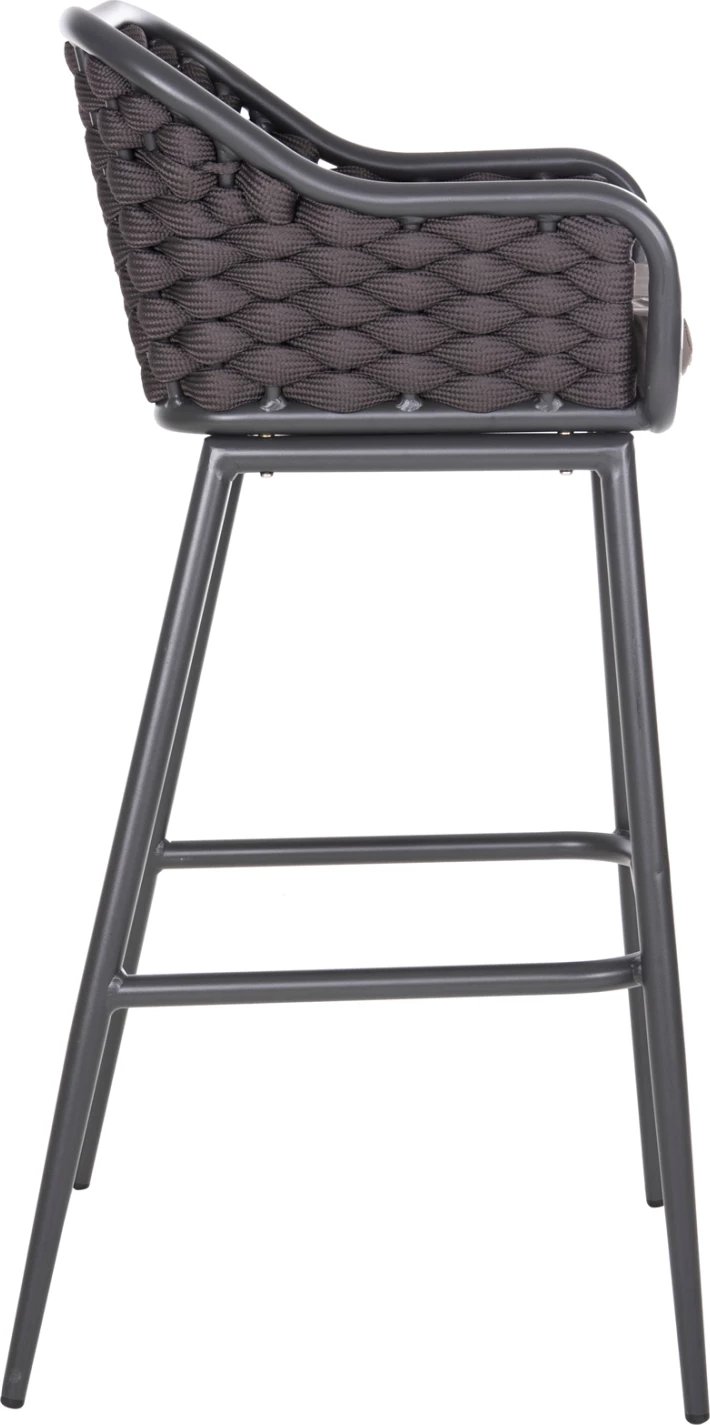 Karrige për bar, kornizë alumini, ngjyrë gri e errët, litar kafe, 50x50x103cm, FH5862.01