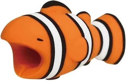 Mbështjellës kabllo telefoni Hurtel, formë peshku, silikon, portokalli