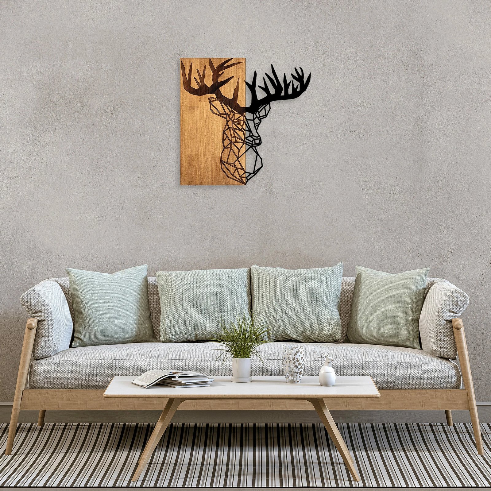 Aksesor dekorativ për mur, dru dhe metal, Wallity MA-285, ngjyrë arre/zezë, 58x60cm