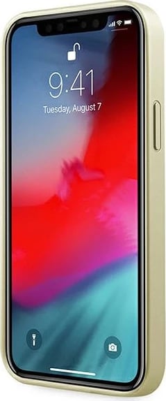 Mbështjellës Guess GUHCP12LIGLGO për iPhone 12 Pro Max, hardcase, gold